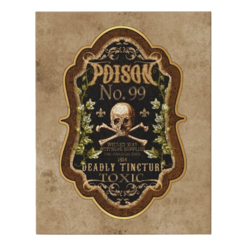 Halloween Gothic Skull And Crossbones Witch Potion Faux Canvas Print