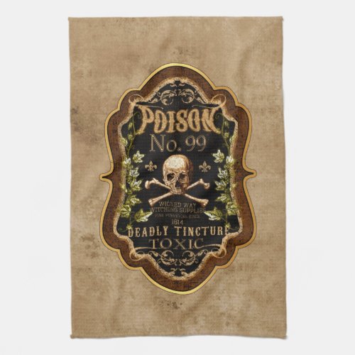 Halloween Gothic Skull And Crossbones Witch Potion Kitchen Towel