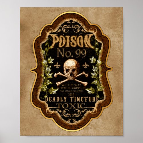 Halloween Gothic Skull And Crossbones Witch Potion Poster