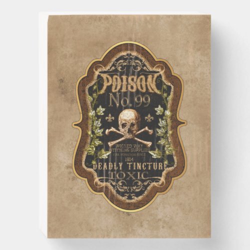 Halloween Gothic Skull And Crossbones Witch Potion Wooden Box Sign