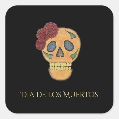 Halloween Gothic Skull  Day of the Dead  Square Sticker