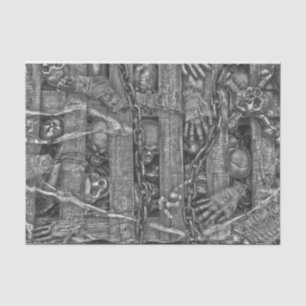 Halloween Gothic Skulls Black And White Vintage Tissue Paper