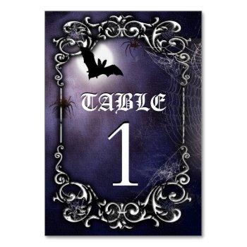 Halloween Gothic Theme With Bats And A Full Moon Table Number by perfectwedding at Zazzle