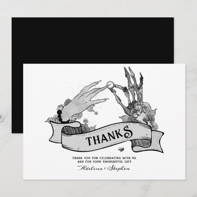 Halloween Gothic Til Death Do Us Party Wedding Thank You Card (Front/Back)
