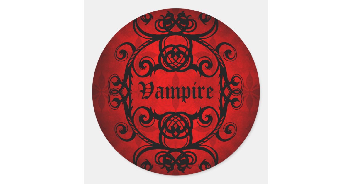 Halloween Gothic vampire romantic design Classic Round Sticker | Zazzle