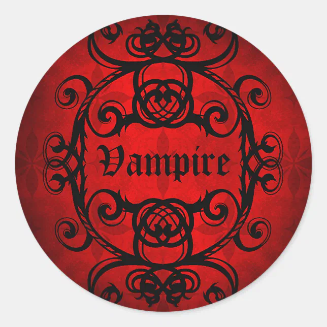 Halloween Gothic vampire romantic design Classic Round Sticker | Zazzle
