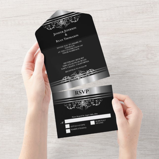 Halloween Gothic Wedding All In One Invitation (Tearaway)