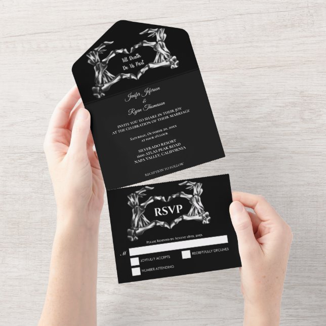 Halloween Gothic Wedding All In One Invitation (Tearaway)