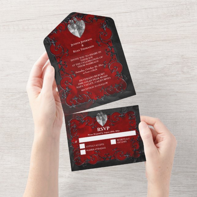 Halloween Gothic Wedding All In One Invitation (Tearaway)