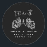 Halloween Gothic Wedding Favor Stickers<br><div class="desc">This is a gothic inspired wedding favor sticker featuring skeleton hands and a moody dark design. Edit most wording   ALL colors to make this moody wedding program fit your event needs   personal style. Select "personalize this template" to see all editing options :)</div>