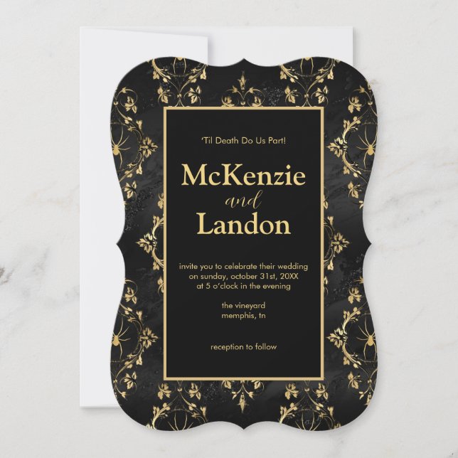 Halloween Gothic Wedding Invitation with Spiders (Front)