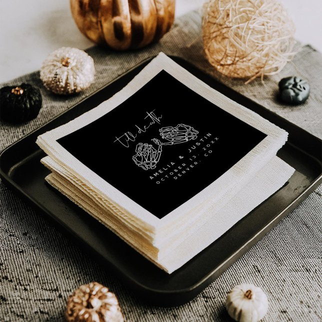 Halloween Gothic Wedding Skeleton Heart Hands Napkins (Creator Uploaded)