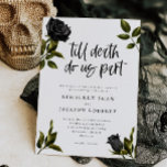 Halloween Gothic White Wedding Invitation<br><div class="desc">Gothic halloween theme wedding invitation card featuring illustration of black roses. The text says "till death do us part." The background is white.</div>