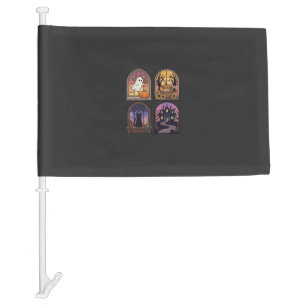 Halloween Gothic Window Ghost Pumpkin Black Cat Ha Car Flag