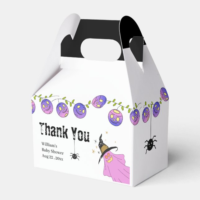 Halloween Gradient Ghost Skull Garland Favor Boxes (Front Side)