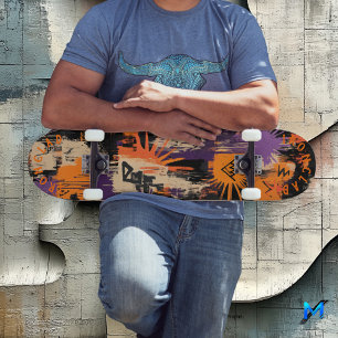 Halloween Graffiti-Inspired & Bold Sunburst Motifs Skateboard