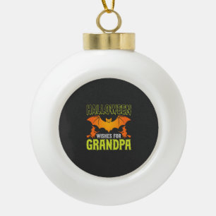 Halloween Grandpa Bat Witch Wishes Ceramic Ball Christmas Ornament