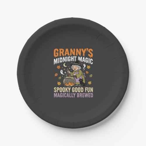 Halloween Granny Cauldron Magic Paper Plates