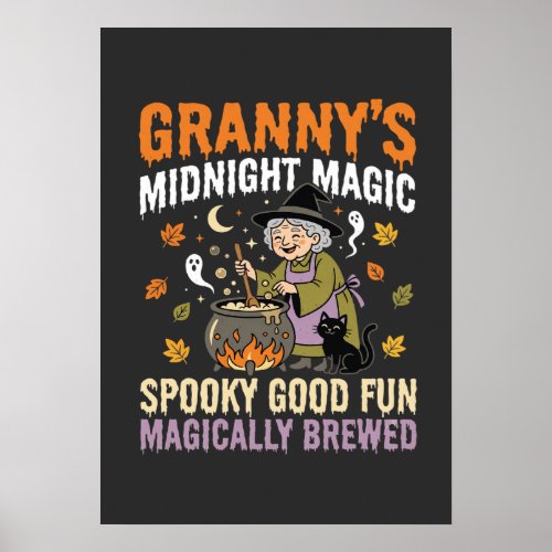 Halloween Granny Cauldron Magic Poster