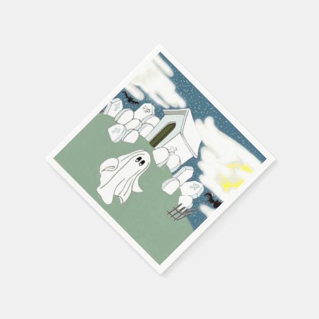 Halloween Grave Yard Shift Napkins (Corner)