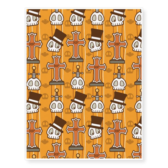Halloween Graves & Skulls Temporary Tattoos (Front)