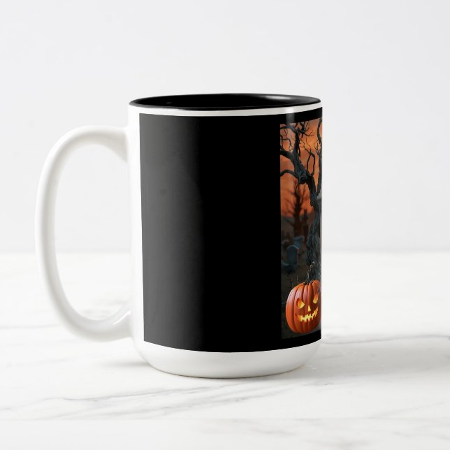 Halloween gravestone humor “C. Garret Butts” Two-Tone Coffee Mug (Left)