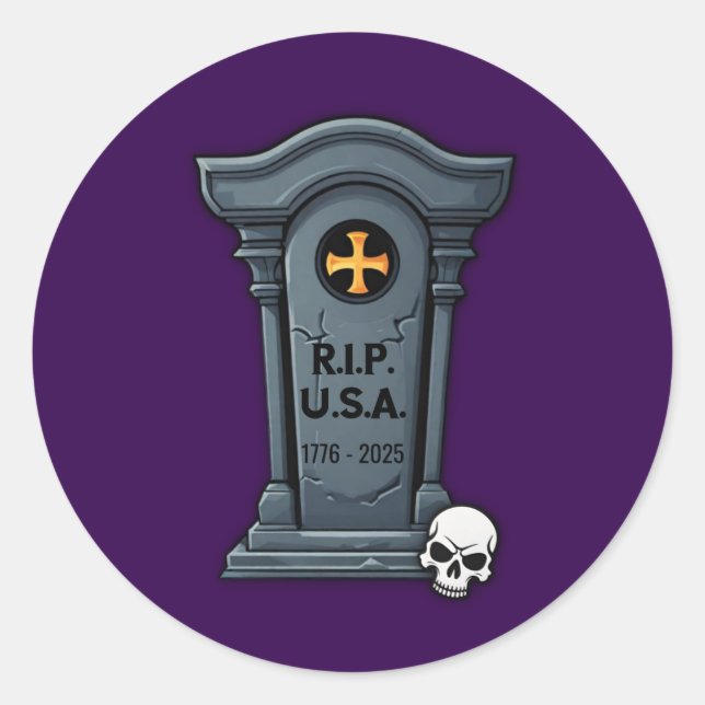 Halloween Gravestone R.I.P. U.S.A. Classic Round Sticker (Front)