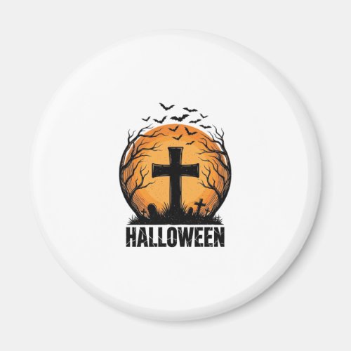 Halloween Graveyard Bats Vintage Moon Shirt Design Magnet