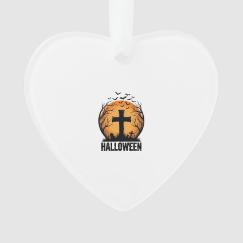 Halloween Graveyard Bats Vintage Moon Shirt Design Ornament