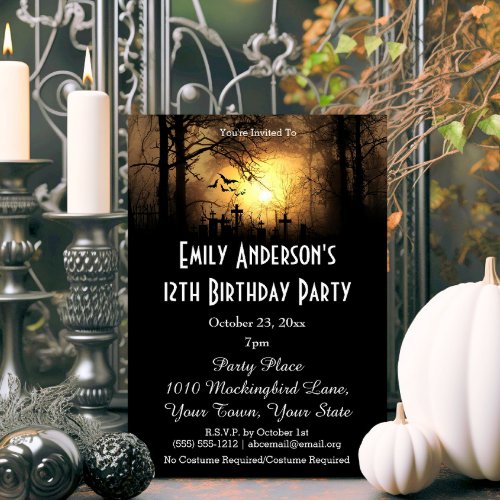 Halloween Graveyard Birthday Invitation