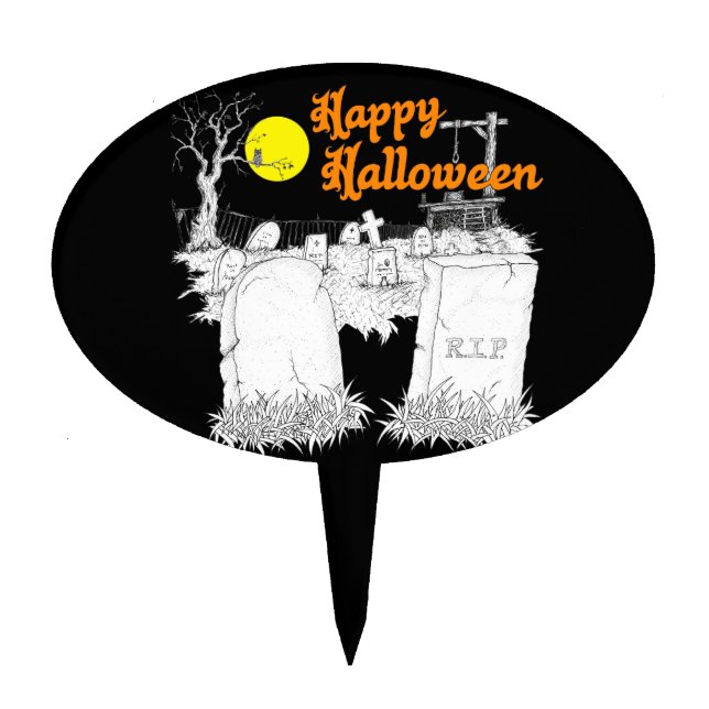 halloween graveyard cake topper (Front)