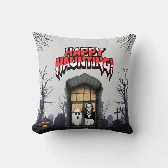 Halloween Graveyard Decor Throw Pillow (Front)