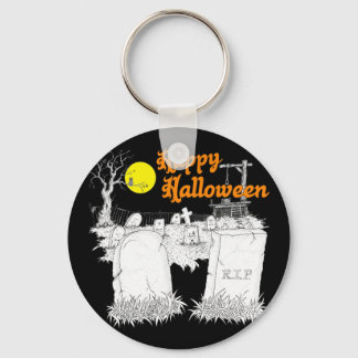 halloween graveyard keychain
