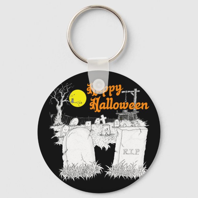 halloween graveyard keychain (Front)