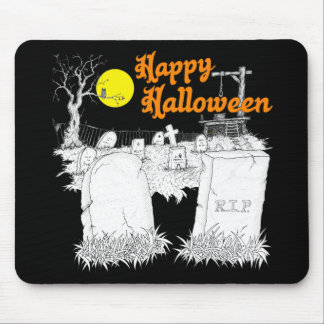 halloween graveyard mouse pad