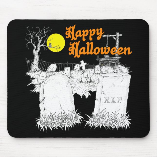 halloween graveyard mouse pad (Front)