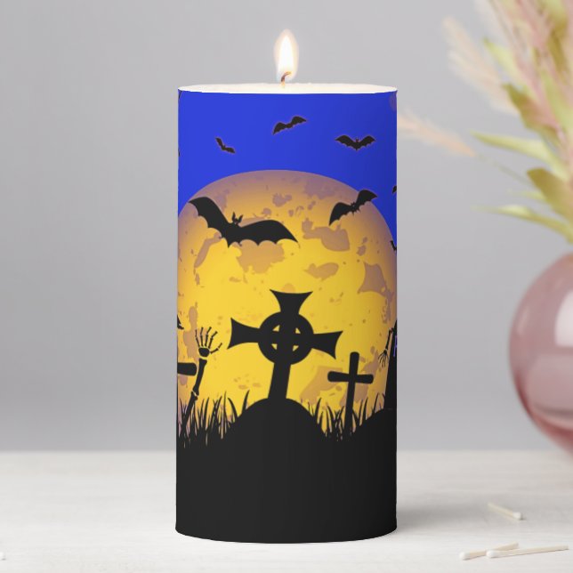 Halloween Graveyard Pillar Candle (In Situ)