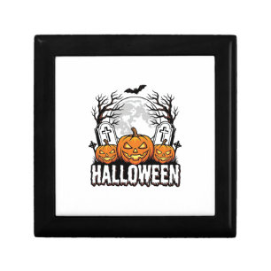 Halloween Graveyard Pumpkin Vintage Engraving Desi Gift Box