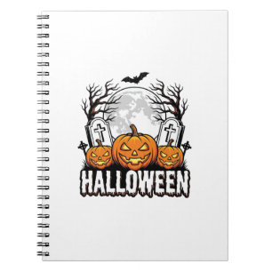 Halloween Graveyard Pumpkin Vintage Engraving Desi Notebook