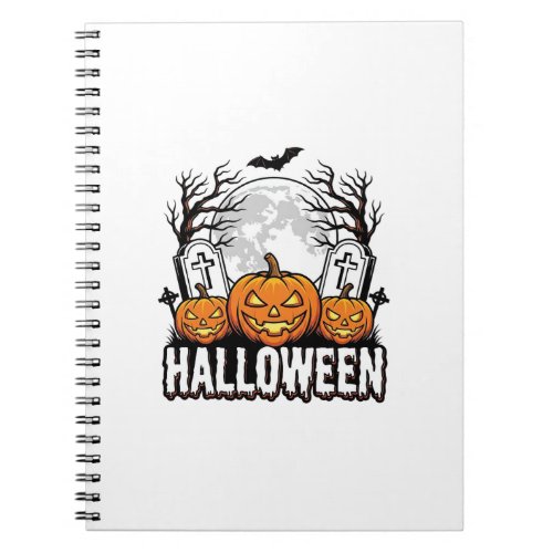 Halloween Graveyard Pumpkin Vintage Engraving Desi Notebook