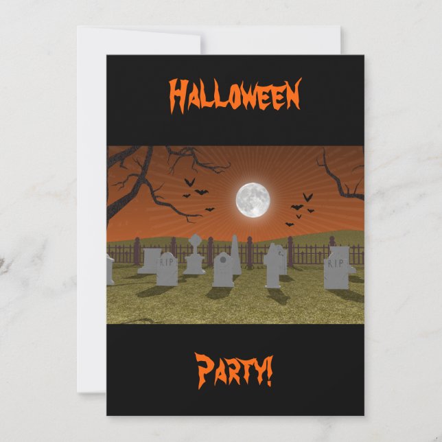Halloween: Graveyard Scene: Invitation Card (Front)
