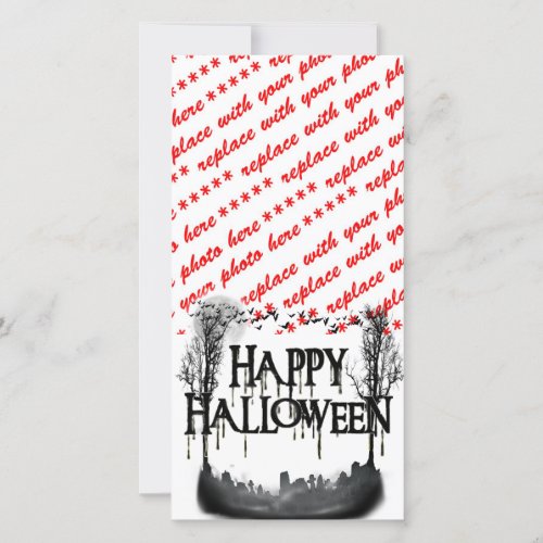 Halloween Graveyard Scene Silhouette Holiday Card