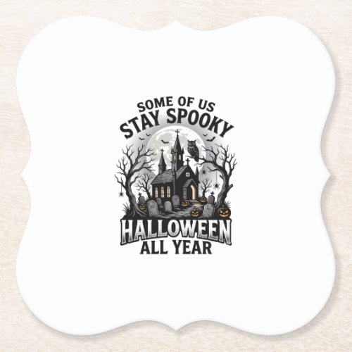 Halloween Graveyard Shirt for Spooky Season Fans_1 Paper Coaster