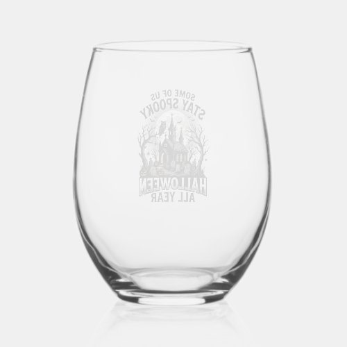 Halloween Graveyard Shirt for Spooky Season Fans_1 Stemless Wine Glass
