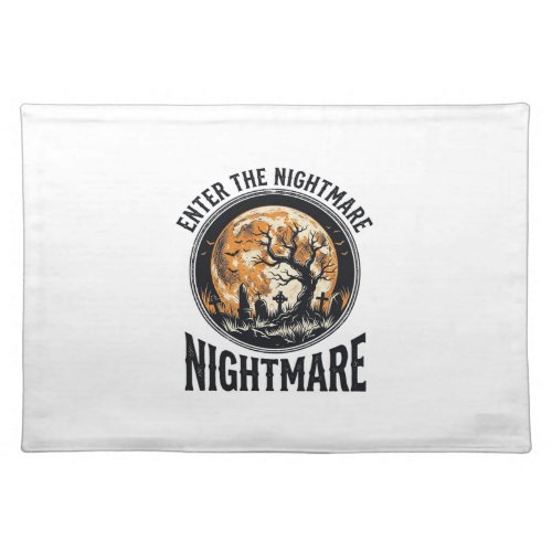 Halloween Graveyard Shirt Vintage Bat Moon Design_ Cloth Placemat