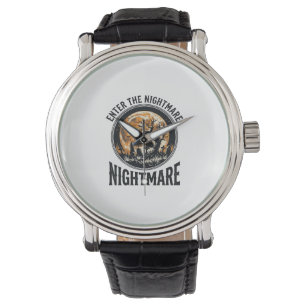 Halloween Graveyard Shirt Vintage Bat Moon Design_ Watch