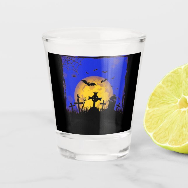 Halloween Graveyard Shot Glass (Front)