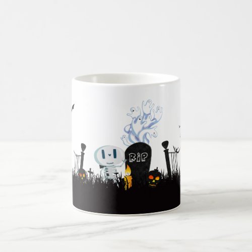 Halloween Graveyard Spooky Cute Skeleton  Ghosts Coffee Mug