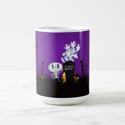 Halloween Graveyard Spooky Cute Skeleton  Ghosts Coffee Mug