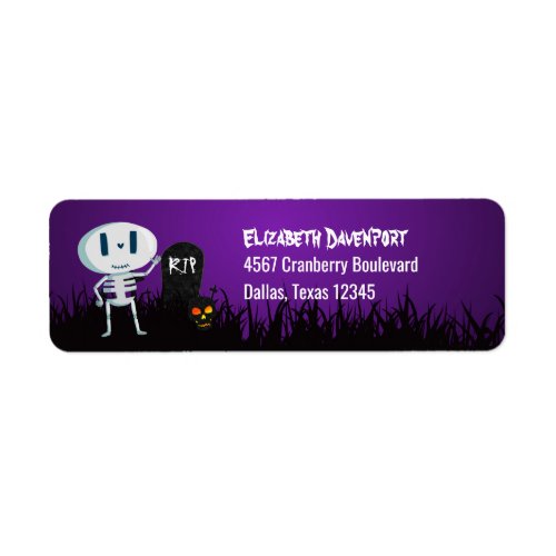 Halloween Graveyard Spooky Cute Skeleton  Ghosts Label